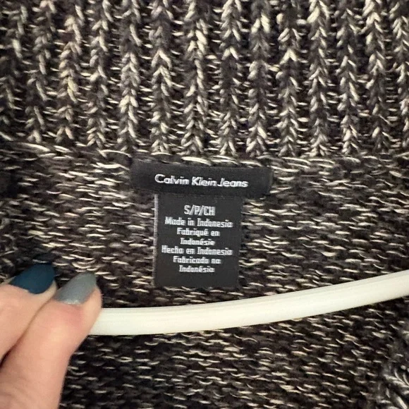 Calvin Klein Jeans Marled Knit Cardigan Sweater Small Shawl Collar - Picture 4 of 6